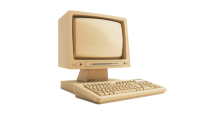 Vintage computer on white background