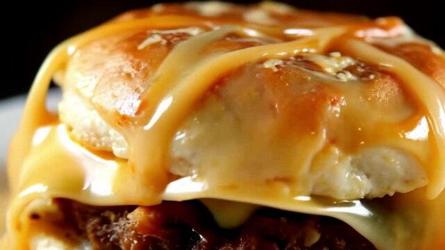 Slow-motion Cheese Pull from Burger with Crossfade Transition