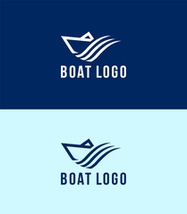 Water Wave and Boat symbol and icon Logo Template vector	