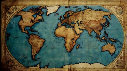 Naklejka premium Ancient historical world map
