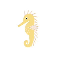 Fototapeta premium Cute cartoon undersea world. Deep Ocean animal - sea Horse. Vector border in flat style