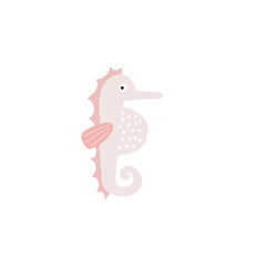 Cute cartoon undersea world. Deep Ocean animal - sea Horse. Vector border in flat style © NadezdaBarkova