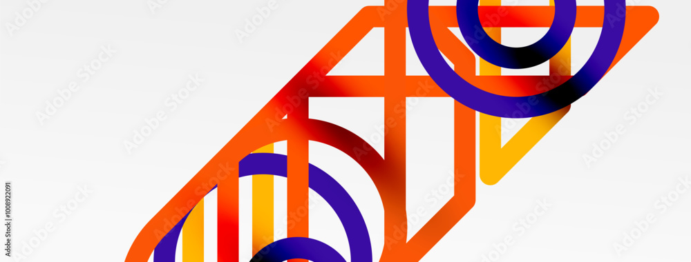 Poster abstract background - colorful circle lines technology or business digital template