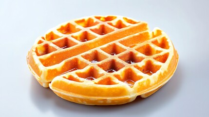 A delicious golden waffle placed on a simple background, perfect for breakfast or dessert imagery, evoking comfort and indulgence.