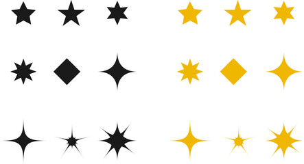 Different star shapes icon illustration. Simple star icons.