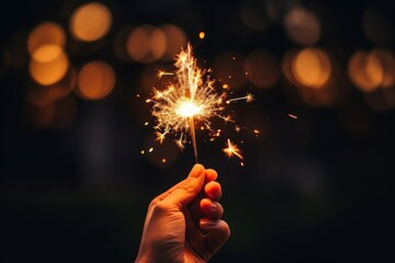 Hand celebration fireworks sparkler.