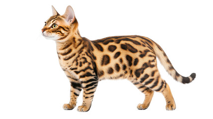 Obraz premium Bengal cat with distinct coat pattern, Happy animal concept. PNG.