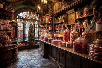 Celebration christmas holiday candy food shop.
