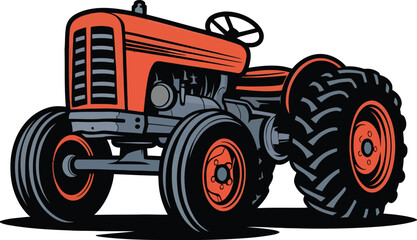 Obraz premium Detailed Tractor Vector Graphic Design for Agricultural, Farming, and Industrial Use in High-Quality Illustration