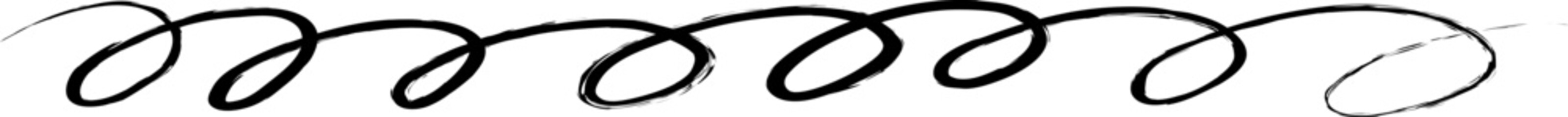 Chalk line and squiggle, hand drawn doodle underlines thick line border, swoosh. Textured sketchy crayon brush scribble or wavy stroke.