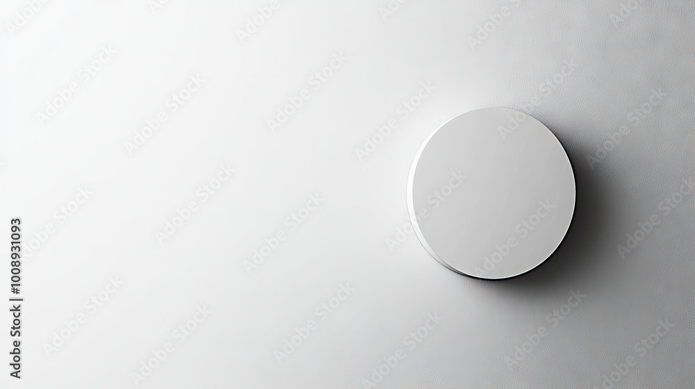 Poster blank badge on a minimal white surface, perfect for conference or event designs with ample space for