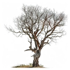 Fototapeta premium Old bare tree in nature isolated on white 
