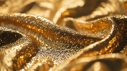Close-Up of Shimmering Gold Sequin Fabric