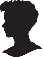 Black and White Vector Illustration Silhouette of Young Man Boy