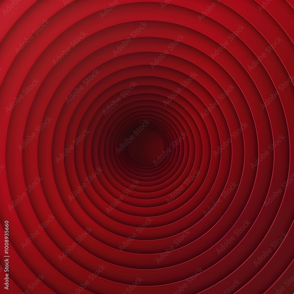 Poster mesmerizing red concentric circles forming hypnotic tunnel effect minimalist abstract background
