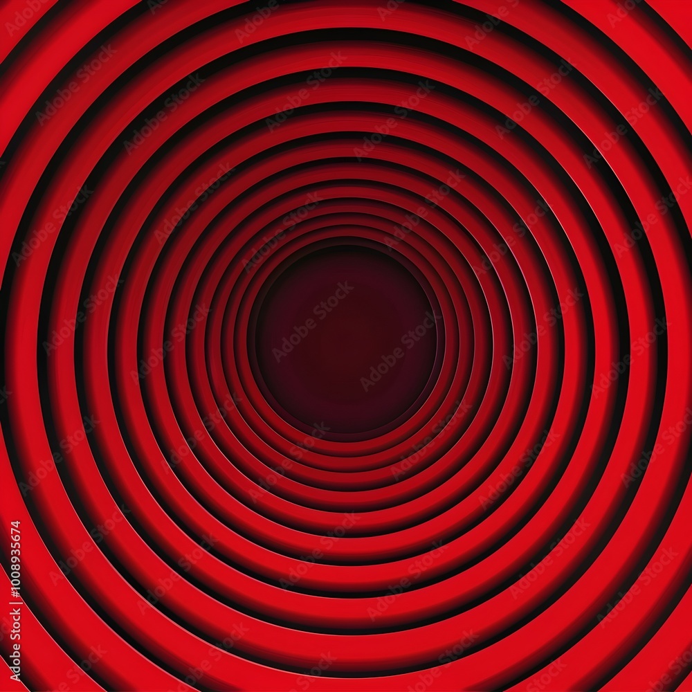 Poster abstract red concentric circles tunnel effect minimalist bold background