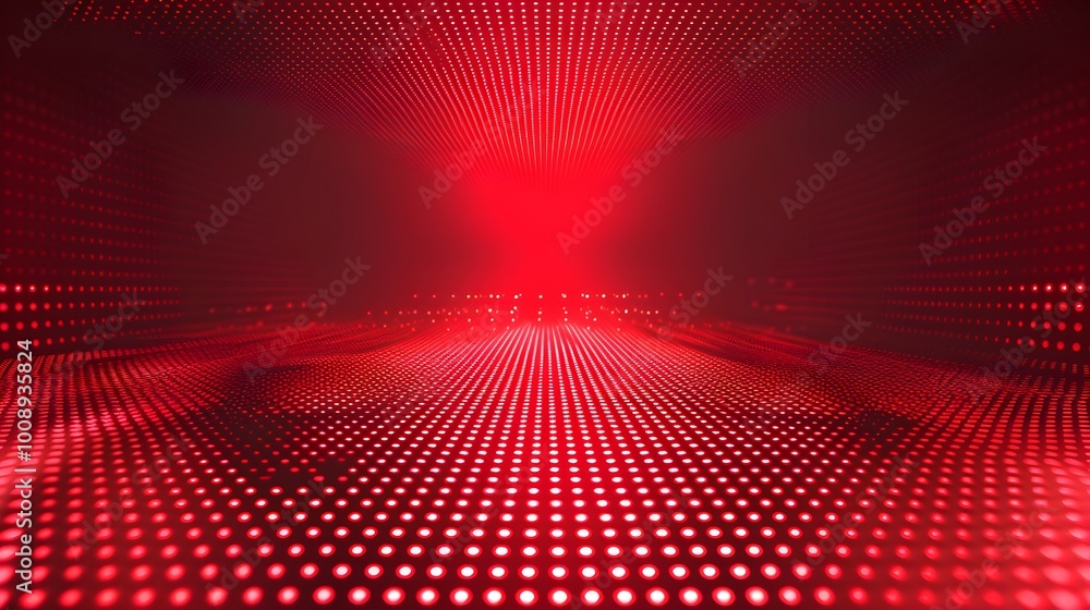 Poster striking red gradient matrix backdrop with fading depth effect