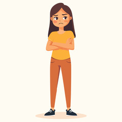 Sad depression woman feeling sorry mental health diseases disorder Flat illustration