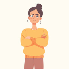 Sad depression woman feeling sorry mental health diseases disorder Flat illustration
