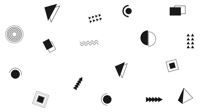 Memphis Design Animation With Black And White Background. 4k Animation
