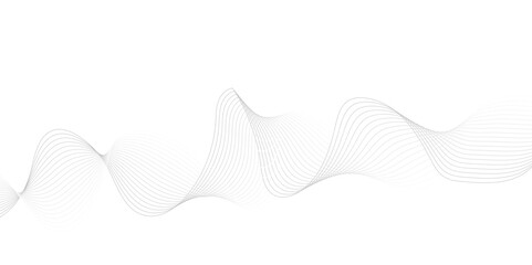 White wave curve lines banner background design. Abstract soft wave lines dynamic flowing gray light isolated background. Vector Illustration of the gray pattern of lines. Black stripes on white .	
