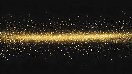 Golden Glitter Line on Black Background