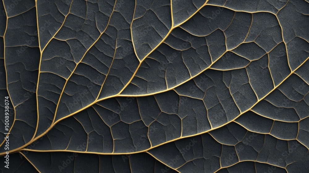 Poster intricate biomorphic pattern resembling leaf vein texture with high fidelity detail