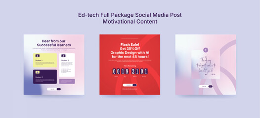 Colorful Ed-Tech Social Media Post Kit, Instagram Marketing Templates for Online Learning Platforms