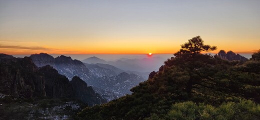 sunset in the mountains