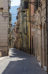 View of Corso Marcelli, the main street of the historic center of Isernia, Molise, Italy