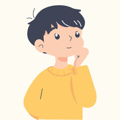 Free vector thoughtful boy contemplating