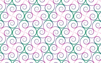 Spiral pattern with pink-green gradients, used for printing fabrics and designing clothes and other things as desired.