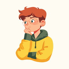 Free vector thoughtful boy contemplating
