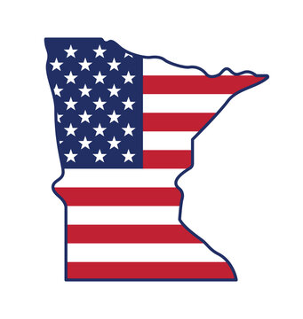 recommend clip art: minnesota MN state map shape with USA flag vector transparent background