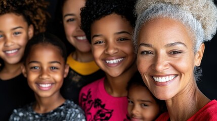 Fototapeta premium Happy Family Smiles in Realistic Portrait Style