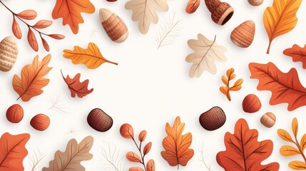 Thanksgiving greeting card design, incorporating acorns and leaves as part of a heartfelt seasonal message.