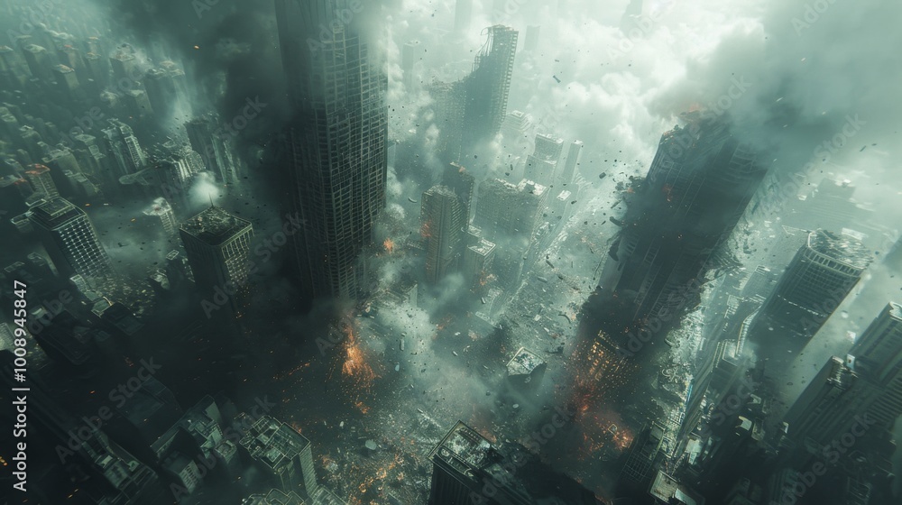 Poster a harrowing image capturing the devastation wrought by a powerful