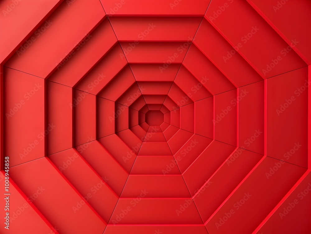 Aufkleber precise layered concentric hexagon radiant abstract red background