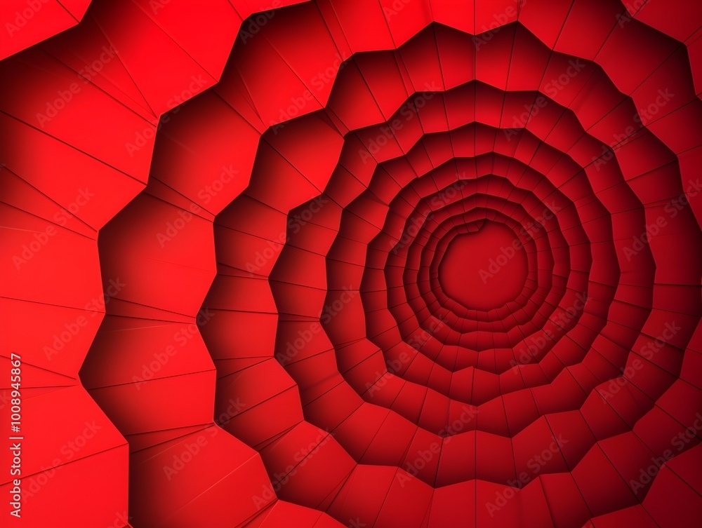 Poster captivating concentric hexagon illusion futuristic red abstract background