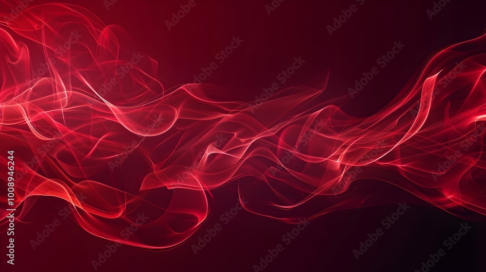 Poster winding red smoke trails in soft gradient background