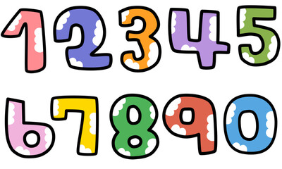 Cute colored letters numbers signs and symbols for school kids and children vector funny font.