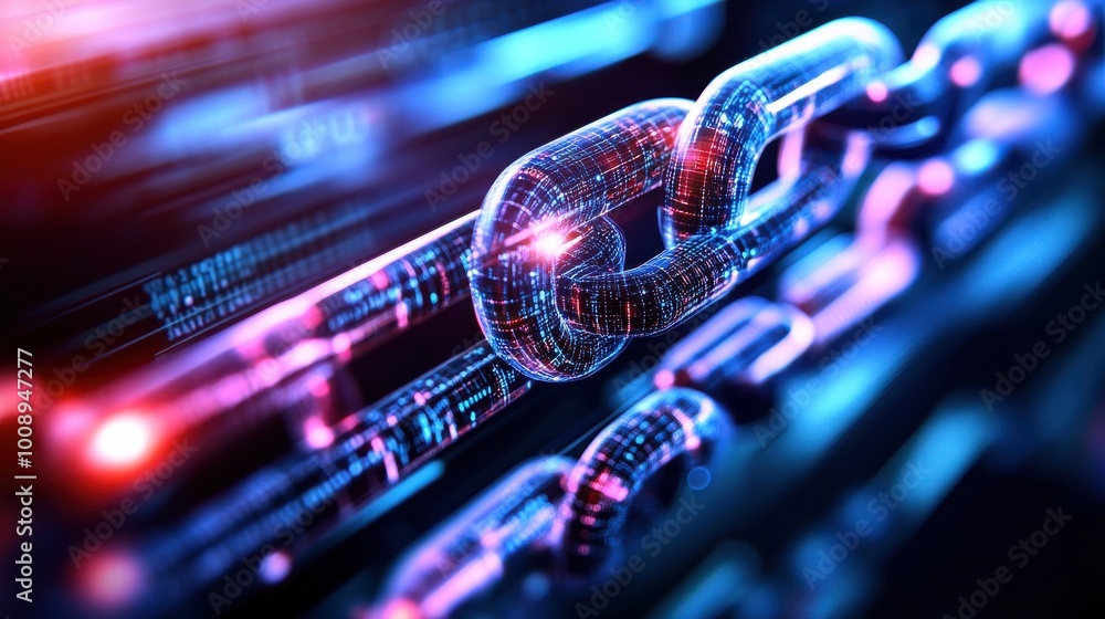 Poster hyper-detailed digital chain connection visualization