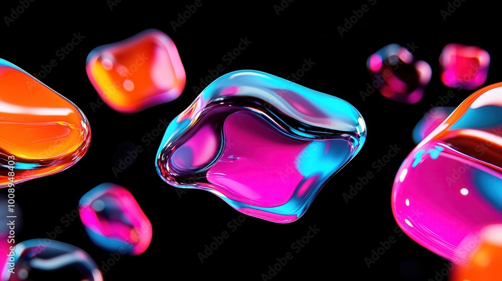 Aufkleber dynamic colorful 3d abstract blobs in motion