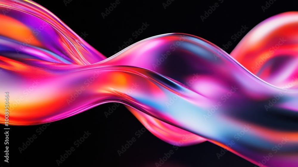 Poster colorful dynamic 3d form with fluid motion