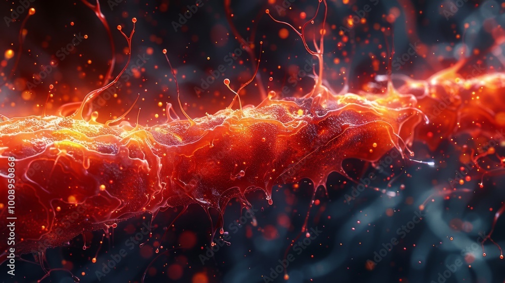 Poster a polarized light microscopy image of skeletal muscle fibers stained with picrosirius red, demonstra