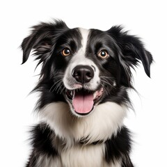 Border collie dog on white background