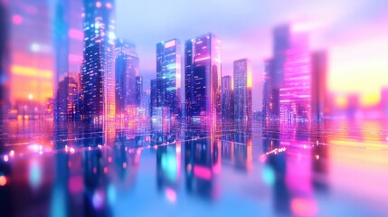 Fototapeta premium Surreal Cityscape with Melting Elements at Dusk