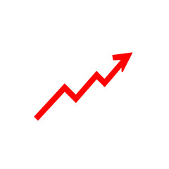 Jagged red arrow trending upward, isolated on transparent background, Generative AI