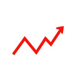 Sharp red zigzag arrow showing upward trend, isolated on transparent background, Generative AI