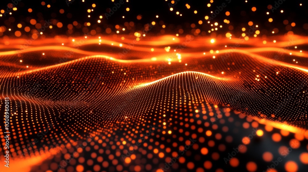 Fototapete abstract visualization of quantum field theory showcasing dynamic energy waves and particles in a co